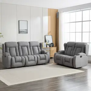 Caesar 2+3 Seater Grey Technology Fabric Modern Manual Recliner Sofa Set