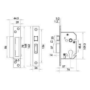 AFIT Polished Chrome Euro Profile Sashlock - Case 76mm 57mm Backset