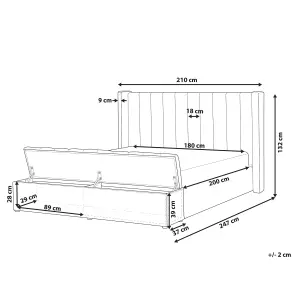 Velvet EU Super King Size Bed with Storage Bench Beige NOYERS