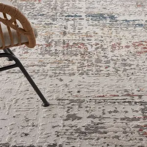 Light Grey Multi Rustic Textures Luxurious Modern Abstract Bedroom & Living Room Rug -66 X 230cm (Runner)