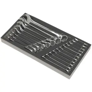 19 Piece Combination Spanner Set with Handy Tool Tray for Organized Storage