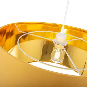 Contemporary Ochre Cotton 20 Floor/Pendant Lamp Shade with Shiny Gold Inner