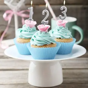 Gifts 4 All Occasions Limited Silver 1 Number Candle Birthday Anniversary Party Cake Decorations Topper, 4.5 cm