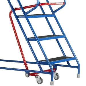 9 Tread Mobile Warehouse Stairs Punched Steps 3.25m EN131 7 BLUE Safety Ladder