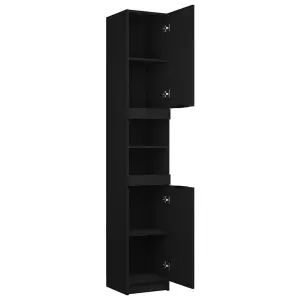 Berkfield Bathroom Cabinet Black 32x34x188.5 cm Engineered Wood