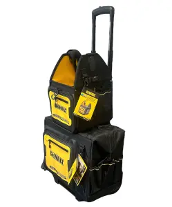 Dewalt Pro Rolling Wheeled Tool Bag Case Soft Storage Stackable + 11" Tote Bag