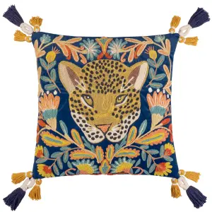 Wylder Regal Leopard Embroidered Velvet Polyester Filled Cushion