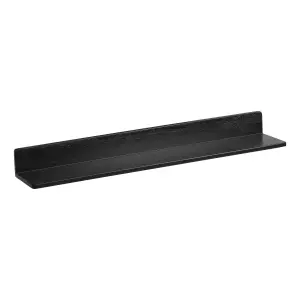 Yung Solid Wood Wall Shelf Living Bedroom Kitchen Wall Mounted Floating Shelves in Black - Large