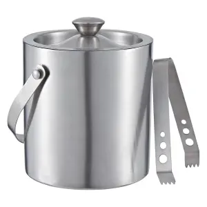 Buckingham Double Wall Stainless Steel Ice Bucket 2.3 Litre with Tong , Matt Finish