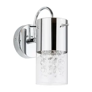 Luminosa Wall Lamp Chrome 1 Light  with Clear Shade, E14