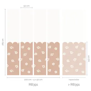 Roomblush Nursery  Scallop Edge Daisy flowers Eco 4 Lane Repeatable Wallpaper Mural 200 x 285cm, Pink