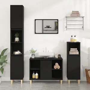 Berkfield Sink Cabinet Black 80x33x60 cm Engineered Wood