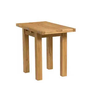 Hallowood Furniture Waverly Small Folding Table with 4 Ladder Back Oak Chairs with Beige Fabric Seats