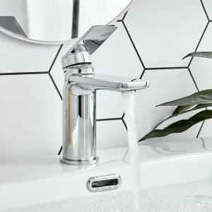 BATHWEST Basin Mixer Taps  Modern Monobloc Basin Taps  Single Handle Chrome Brass Bathroom Sink Taps