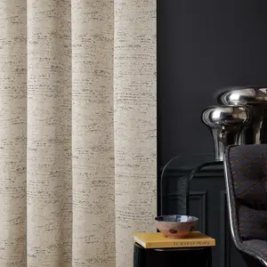 Home Curtains Rowan Metallic 90w x 90d" (229x229cm) Natural Eyelet Curtains (PAIR)