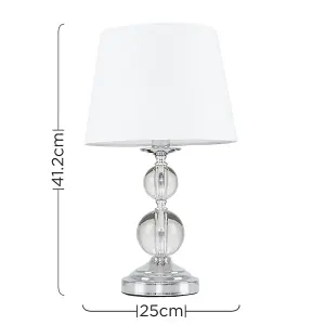 ValueLights Gatto Modern Polished Chrome and Acrylic Ball Touch Table Lamp with White Light Shade