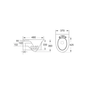 Gloss White Hidden Fixation Rimless Wall Hung Toilet Pan & GROHE 1.13m Concealed WC Cistern Frame Set