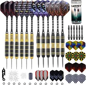 LANNEY Steel Tip Darts Steel Tip Set Professional Darts, 24 Grams And 20 Grams Metal Tipped Darts With Aluminum Shafts And Brass Barrels, Extra Dart