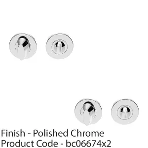 2 PACK - Thumbturn Lock and Release Handle Concealed Fix Push On Rose Polished Chrome