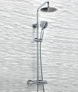 Aquarius Chrome Exposed Thermostatic Bar Shower Overhead and Handheld Shower AQSH0586