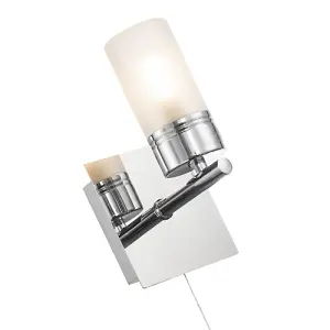 Compact Designer IP44 Rated Bathroom Wall Light Fitting with Tubular Glass Shade