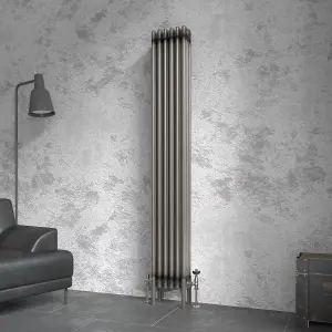 Right Radiators 1800x290 mm Vertical Traditional 4 Column Cast Iron Style Radiator Raw Metal