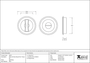 From The Anvil Aged Brass 60mm Art Deco Round Pull - Privacy Set