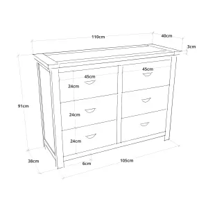 Lovere 6 Drawer Chest of Drawers Brass Cup Handle