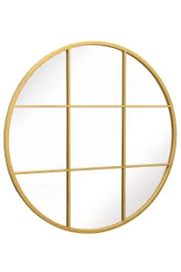 Circulus - Gold Metal Framed Round Window Wall Mirror 39" X 39" (100x100CM)