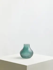 Interiors by Premier Small Green Glass Vase With Vibrant Green Hue, Textured Pottery Vase With Studded Surface, Stylish Glass Vase