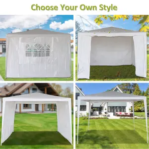 BIRCHTREE 3X3M Outdoor PE Gazebo Patio Shade Canopy Waterproof 4 Pieces Sidewalls White