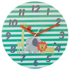 Interiors by Premier Funky Design Safari Wall Clock, Animal Graphics Colourful Wall Clock, Stylish ,Modern Wall Clock For Kids