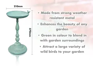 Outdoor Garden Free Standing Weatherproof Pedestal Green Bird Bath Ornament