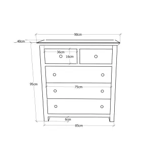 Lugo 5 Drawer Chest of Drawers Bras Drop Handle