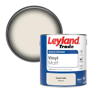 Leyland Trade Vinyl Matt Walls & Ceilings Emulsion Paint Cream Cake (PPG14-23) 2.5L