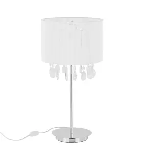 Luminosa Table Lamp White 3 Light  with White Cloth Shade, E14