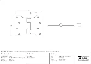 From The Anvil Satin SS 4 Inch x 3 Inch x 5 Inch  Parliament Hinge (pair)