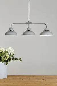 Interiors by Premier Jasper 3 Shades Light Grey And Chrome Pendant Light