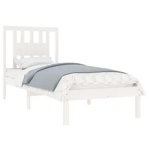 Berkfield Bed Frame White Solid Wood 90x190 cm 3FT Single