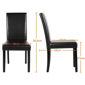 Yaheetech 4PCS Black Dining Chair High Back Padded with Rubber Wood Legs