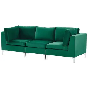 3 Seater Modular Velvet Sofa Green EVJA