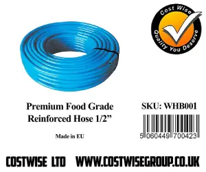 blue drinking water 1/2" hose for camping,caravans and motorhomes,  10m length