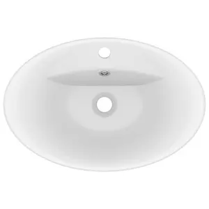 Belfry Bathroom Pearlene 390mm W Ceramic Oval Sink with Overflow White