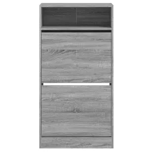 Berkfield Shoe Cabinet Grey Sonoma 60x34x116 Engineered Wood