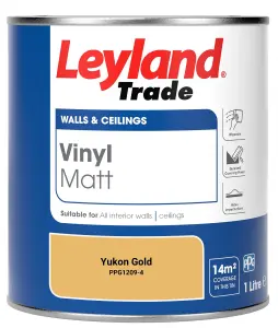 Leyland Trade Vinyl Matt Walls & Ceilings Emulsion Paint Yukon Gold (PPG1209-4) 1L