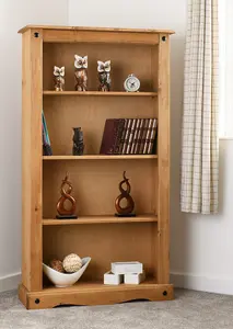 Corona Medium Bookcase in Distressed Waxed Pine