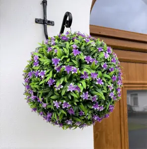 Best Artificial 38cm Purple Lily Hanging Basket Flower Topiary Ball - Suitable for Outdoor Use - Weather & Fade Resistant