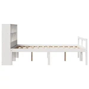 Berkfield Bookcase Bed without Mattress White 135x190 cm Double Solid Wood Pine