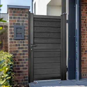 Aluminium Pedestrian Garden Gate with Composite Infills 1100x1800mm Black