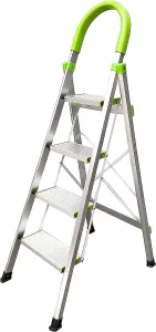 StepIt 4 Step Ladder 3 Year Warranty 150kg Capacity Portable Folding Aluminium Anti-Slip Grip Safety Ladders